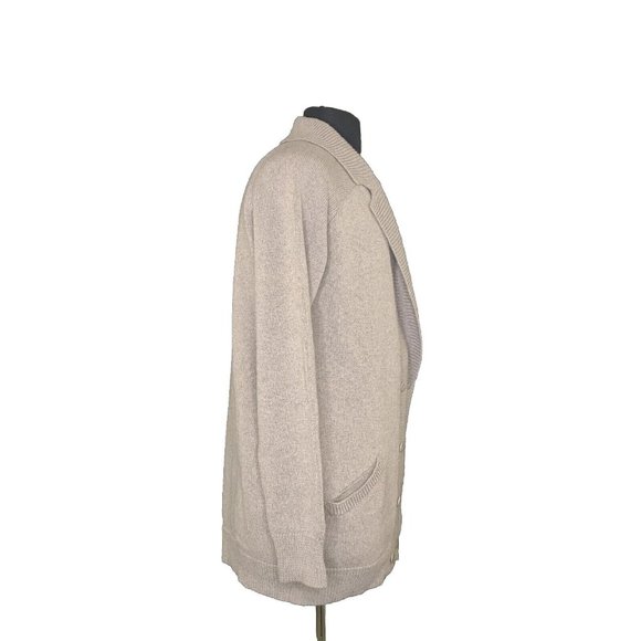 TANDEM Double Breasted Cardigan Sweater Button Front Taupe Italian Wool Size 42 - Picture 7 of 13
